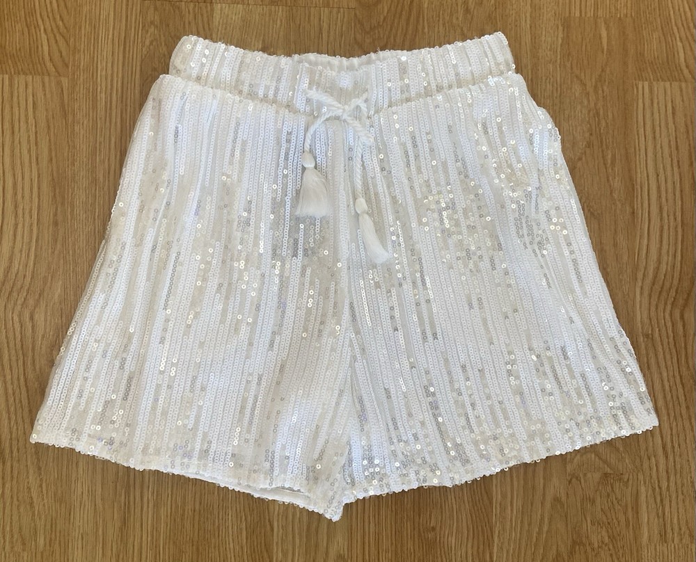 Mint Velvet Sequin Shorts White Size XS New With Tags