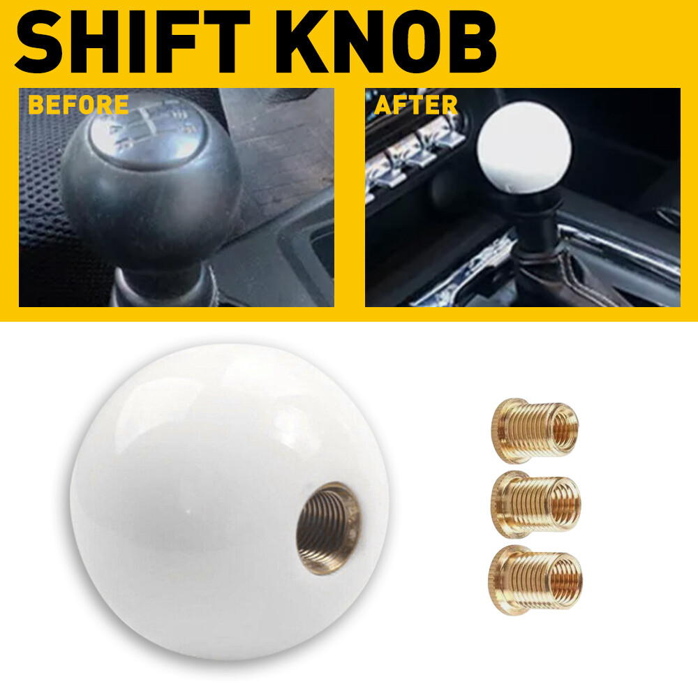 Acrylic White Ball Round Manual Gear Shift Knob Univers Shifter Lever Adapter M