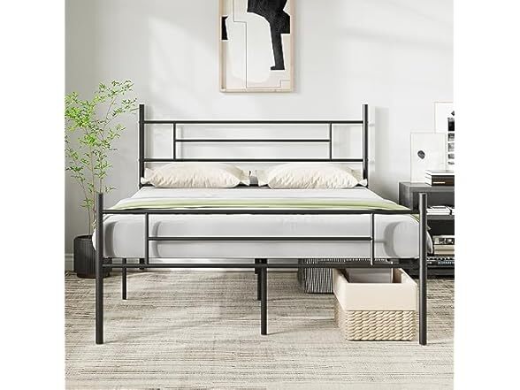 Novilla Metal Queen Bed Frame Black Classic
