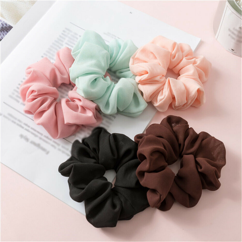 Women's Solid Cloth Scrunchies Elastic Hair Ties Headbands Simple Ropes