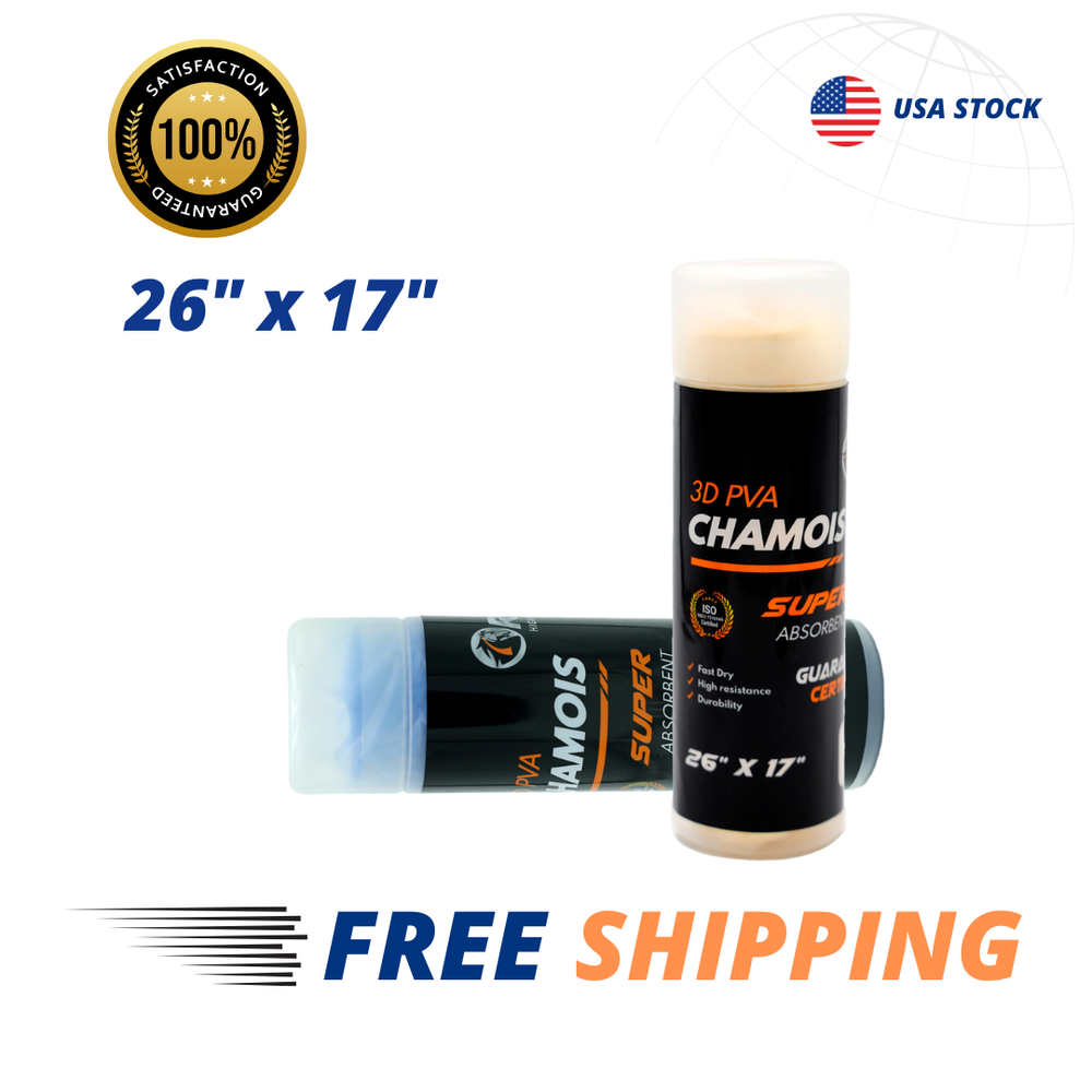 Shammy Car Drying Chamois 2-Pack 26x17in Ultra-Absorbent PVA Microfiber Towels