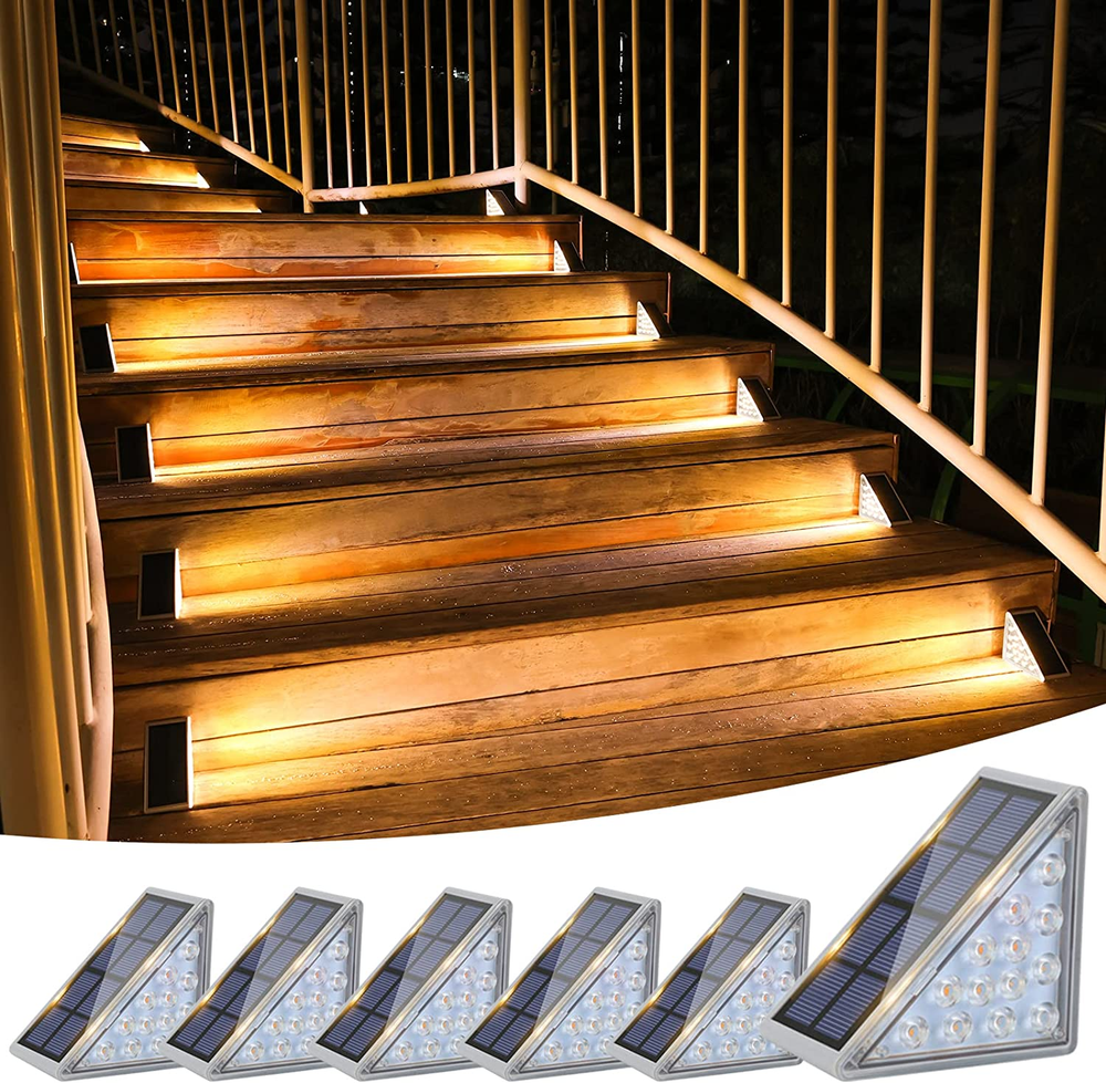 6 Pack Solar Stair Lights Outdoor Waterproof IP67 LED Step Lights