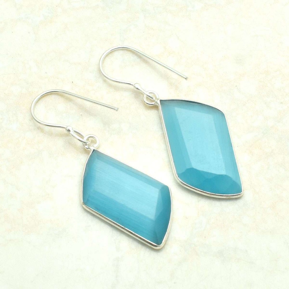 Cat Eye Handmade Drop Dangle Earrings Jewelry Gift For Her 1.8