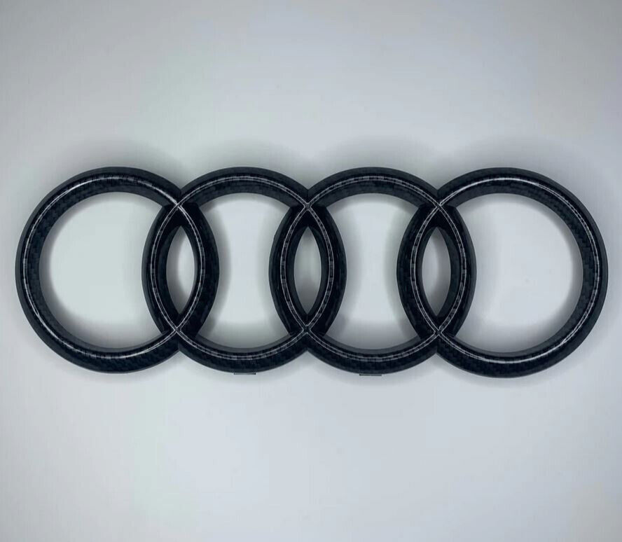 For Audi Hood Emblem Rings Front Bonnet Grille Badge Decal Carbon 273mm x 94mm