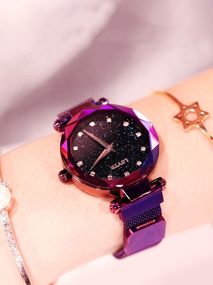 Korean Stylish Rhinestone Star Watch for Women, Waterproof Quartz Movement, 30AT
