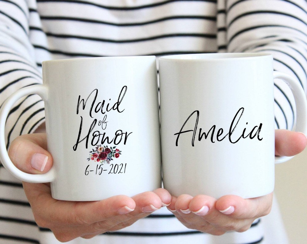 Maid Of Honor Name Personalized Coffee Mug Bridal Party Coffee Mugs Wedding Gift