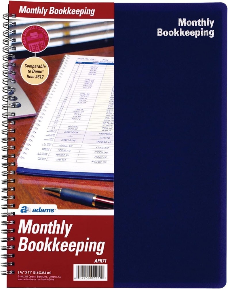 Adams Bookkeeping Record Book Monthly Format White 8.5 x 11 inches Paper New