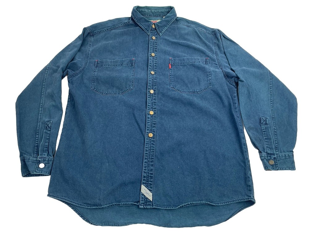 Vintage Levi's Made in Hong Kong Dark Denim Shirt Mens Large 1990s Loose Baggy
