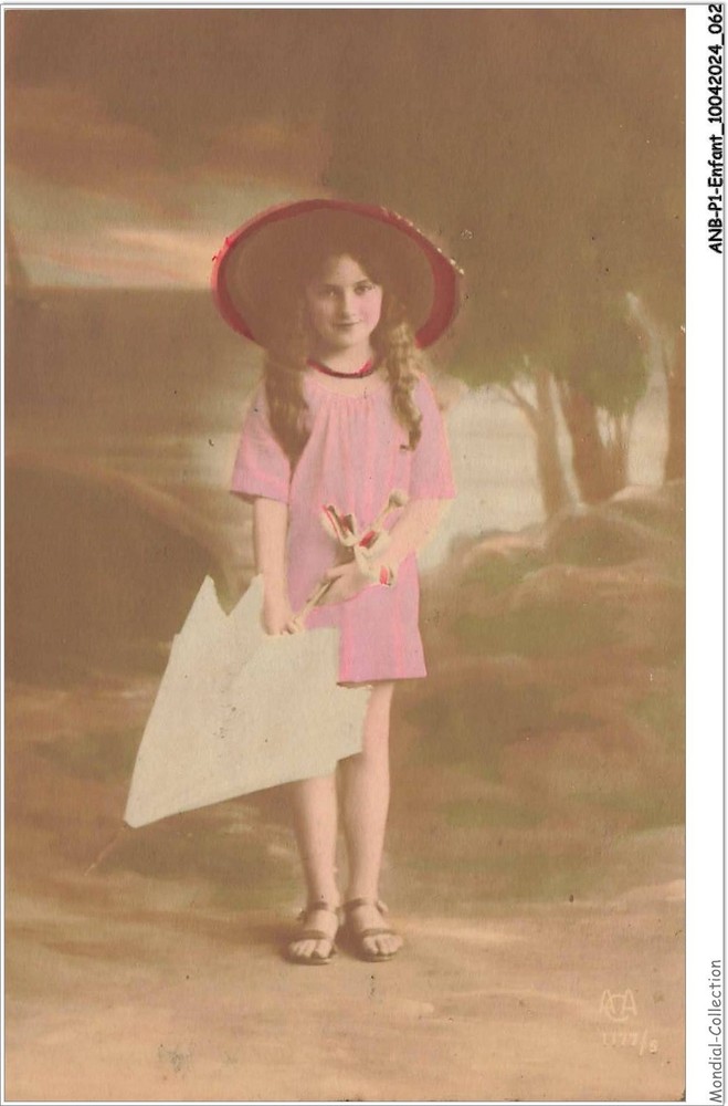 Girl's Umbrella Hat with Landscape Print - ANBP1-0032-CHILD