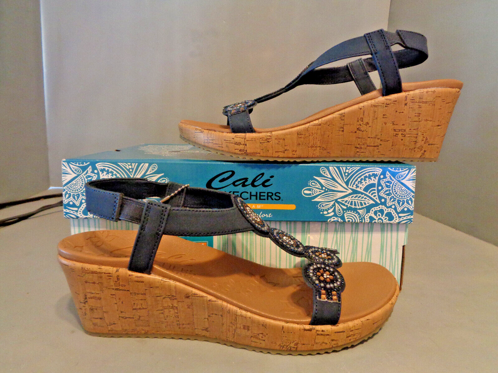 Skechers Women's Beverlee Date Glam Navy Sandals New! NIB! Sizes! Summer!!!!!!!