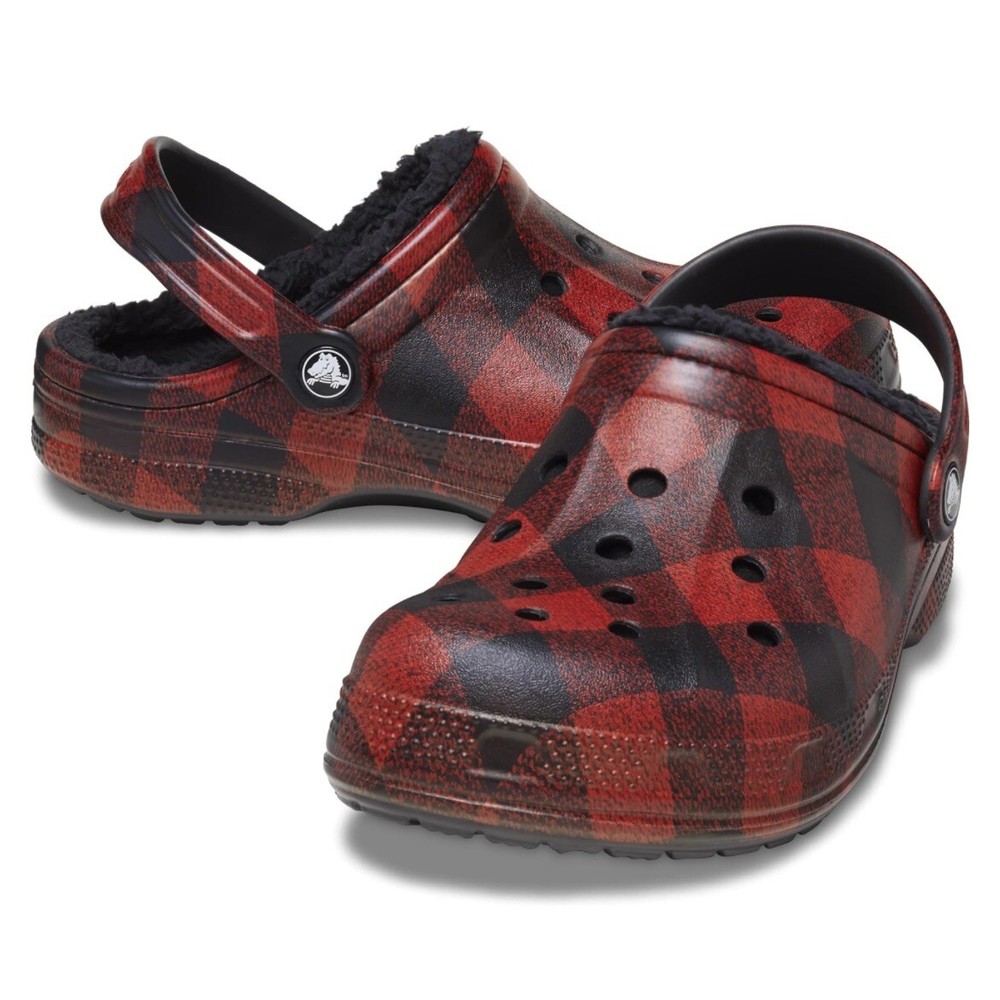 Crocs Ralen Lined Graphic Plaid Christmas Clog Red Black Women’s 6 Men’s 4