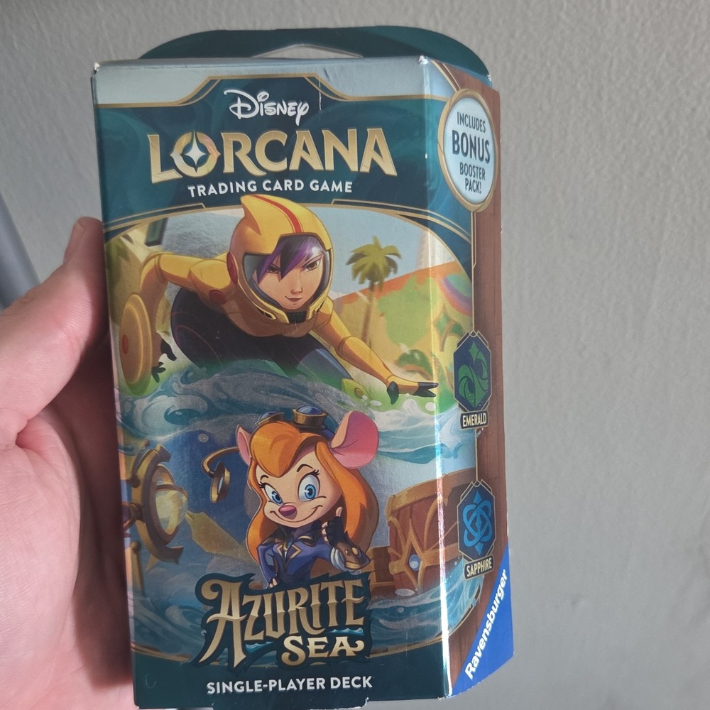 Disney Lorcana Azurite Sea Starter Deck 2024 Bonus Booster Pack Included