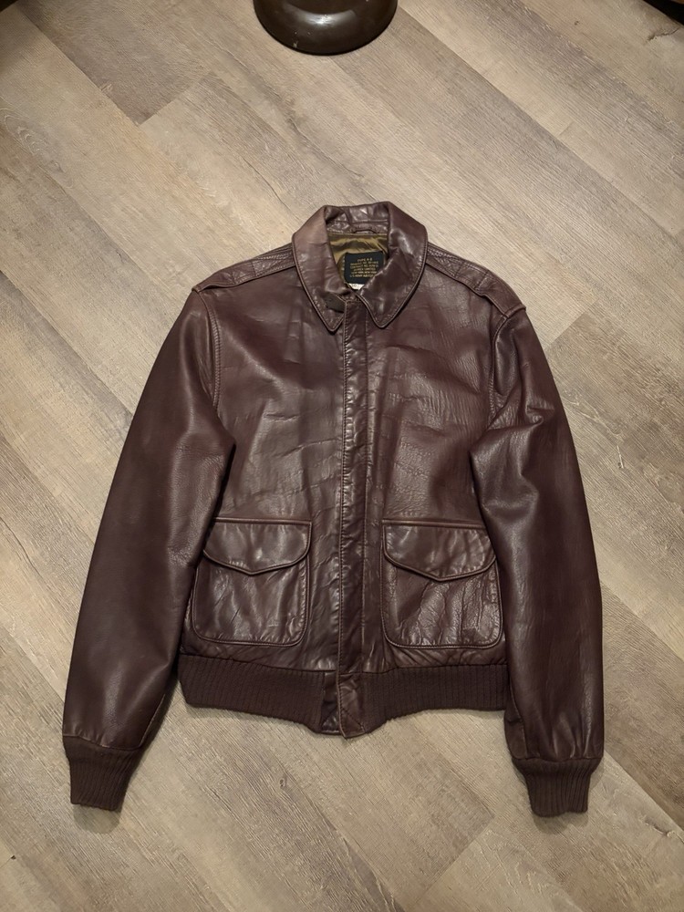Avirex Ltd Type A-2 Flight Jacket Men's Size 40 Brown Leather Bomber US Air