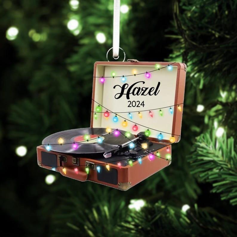 Personalized Vinyl Record Christmas Ornament  Vinyl Record Player Ornament Gift