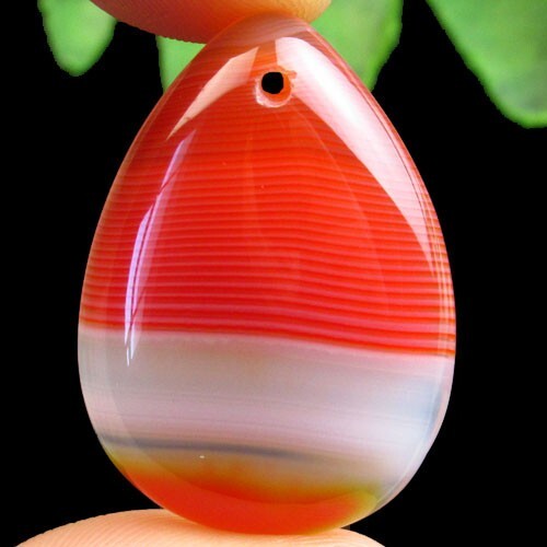 Red Onyx Agate Teardrop Pendant Bead 34x24x6mm for Jewelry Making H39728
