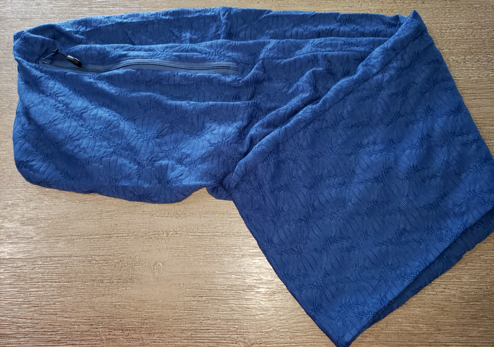 womens SHOLDIT INFINITY SCARF solid dark blue LARGE ZIPPER AREA 68 X 9 super con