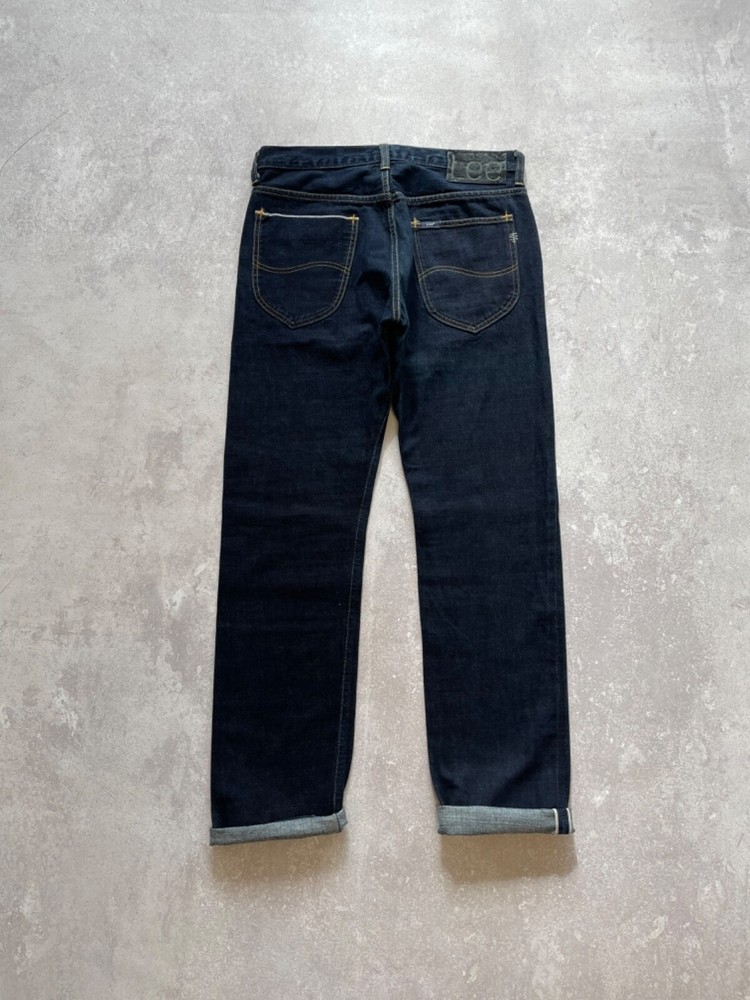 Lee 101+ Dark Indigo Selvedge Raw Denim Jeans W33 L33 Unwashed Straight Fit