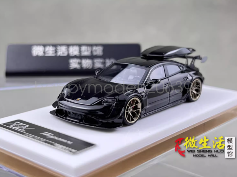 404Error 1:64 Scale Black Taycan Roof Box Racing Sports Diecast Resin Toy Model