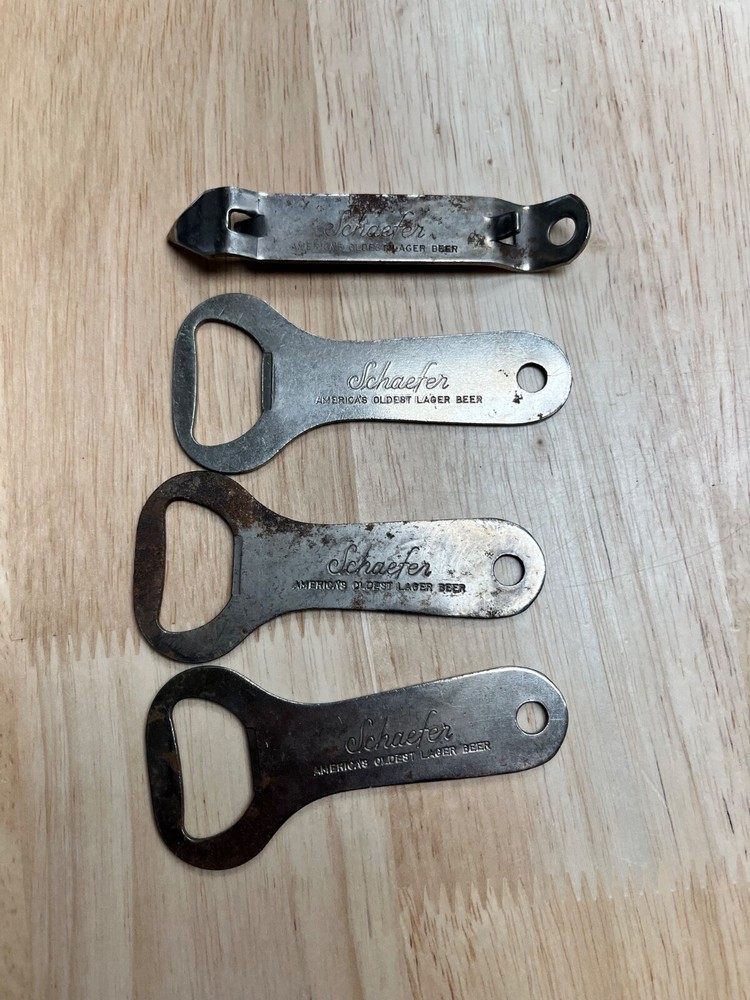 4 Vintage Schaefer Beer Bottle Opener Metal Breweriana