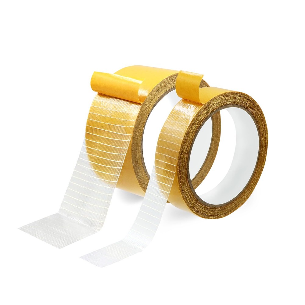 2 Packs Double Sided Mesh Tape Heavy Duty Super Sticky 66 FT - 2 Inch + 1 Inc...