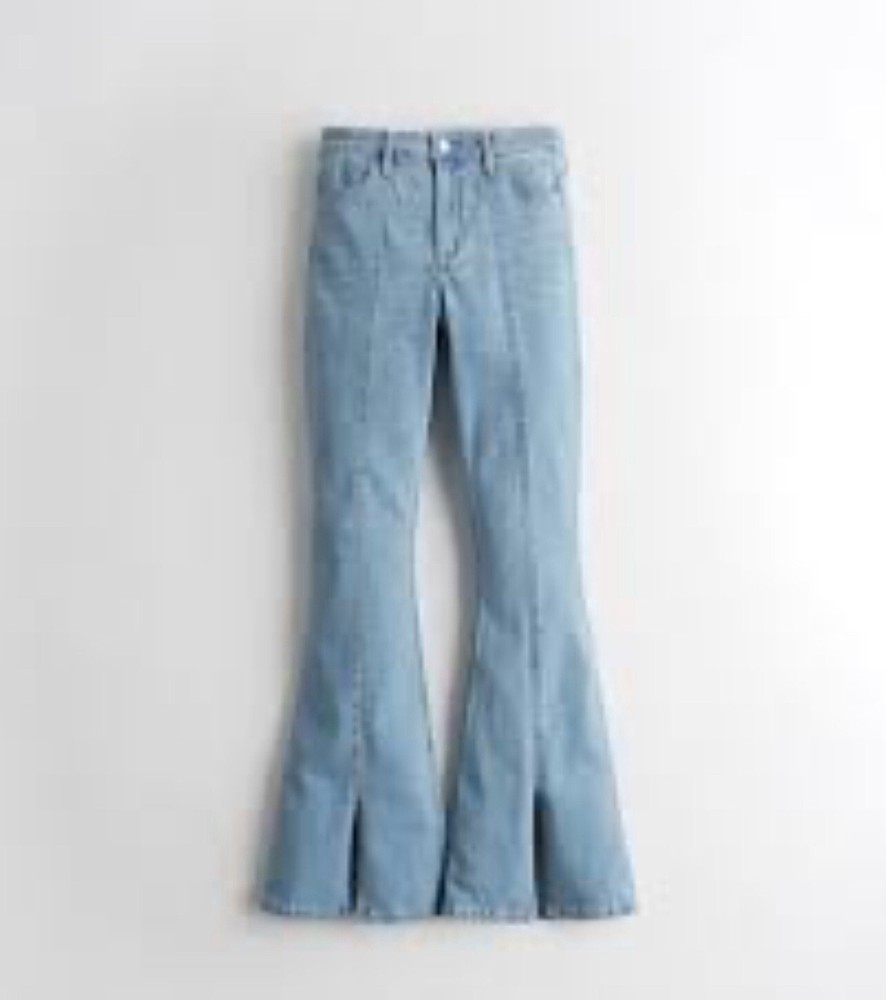 Hollister High Rise Light Wash Flare Jeans Size 11