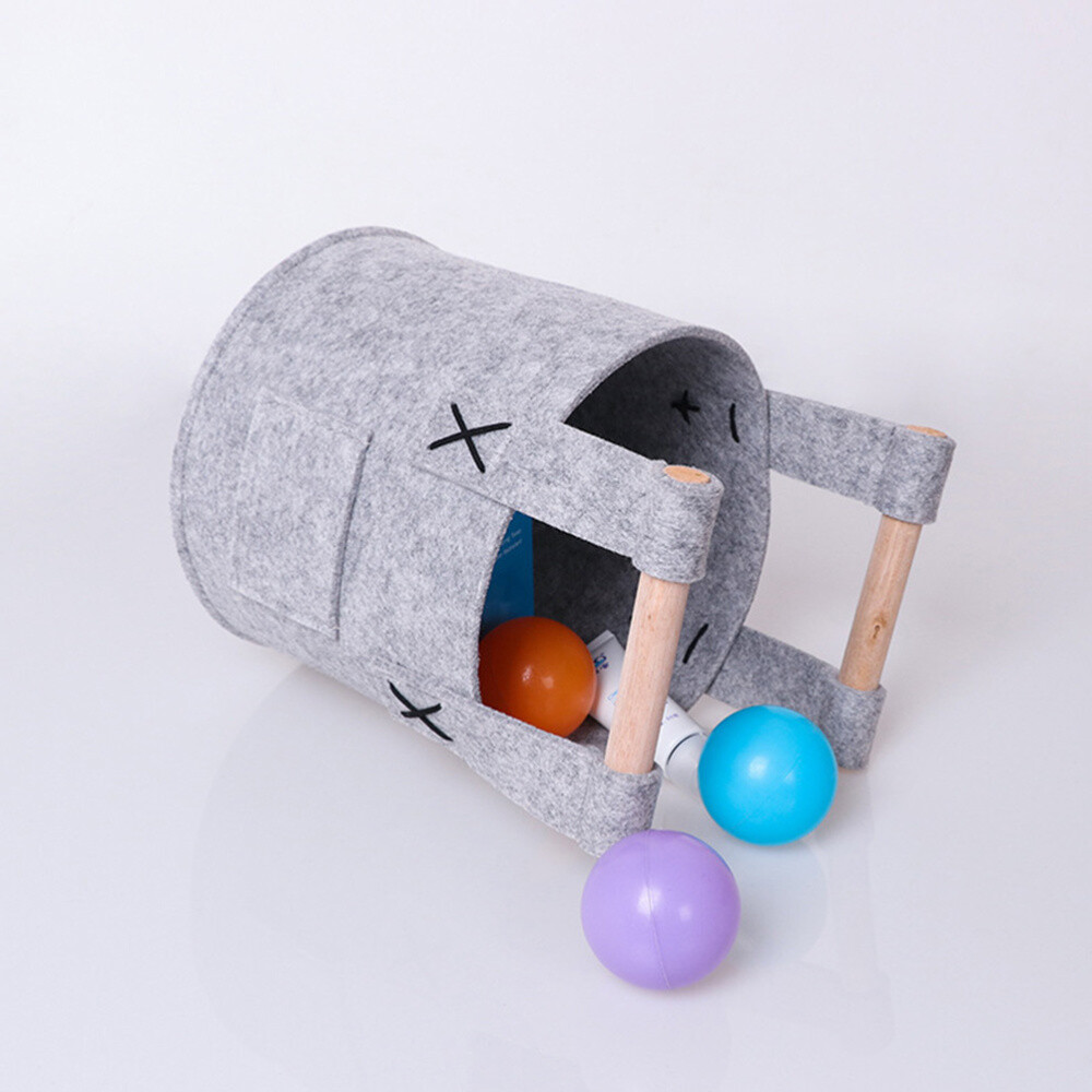 Felt Storage Bucket Blanket Basket Cubes Toy Collapsible Bins Hamper Woven