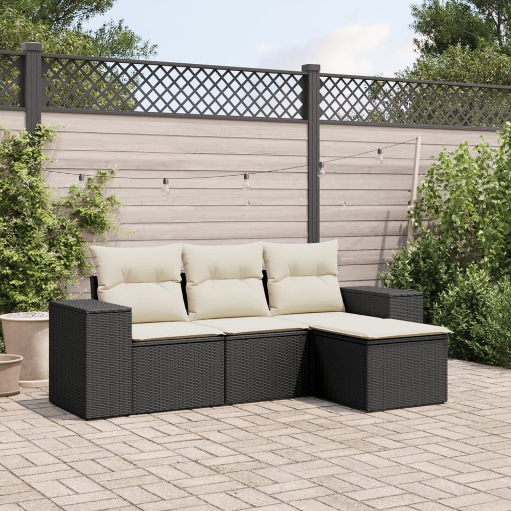 Garden Sofa Set Black, Cream White