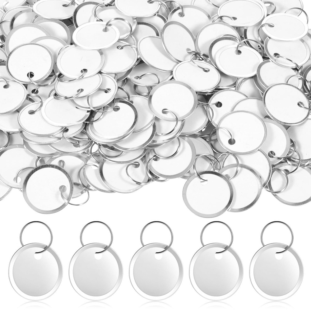 200 Pieces Metal Rim Tags Key Tags Round Paper Tags with Metal Rings 1.22 Inc...