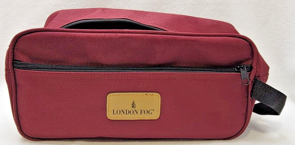 London Fog Toiletries Bag Shave Travel Zippered Kit With Carrying Loop Red