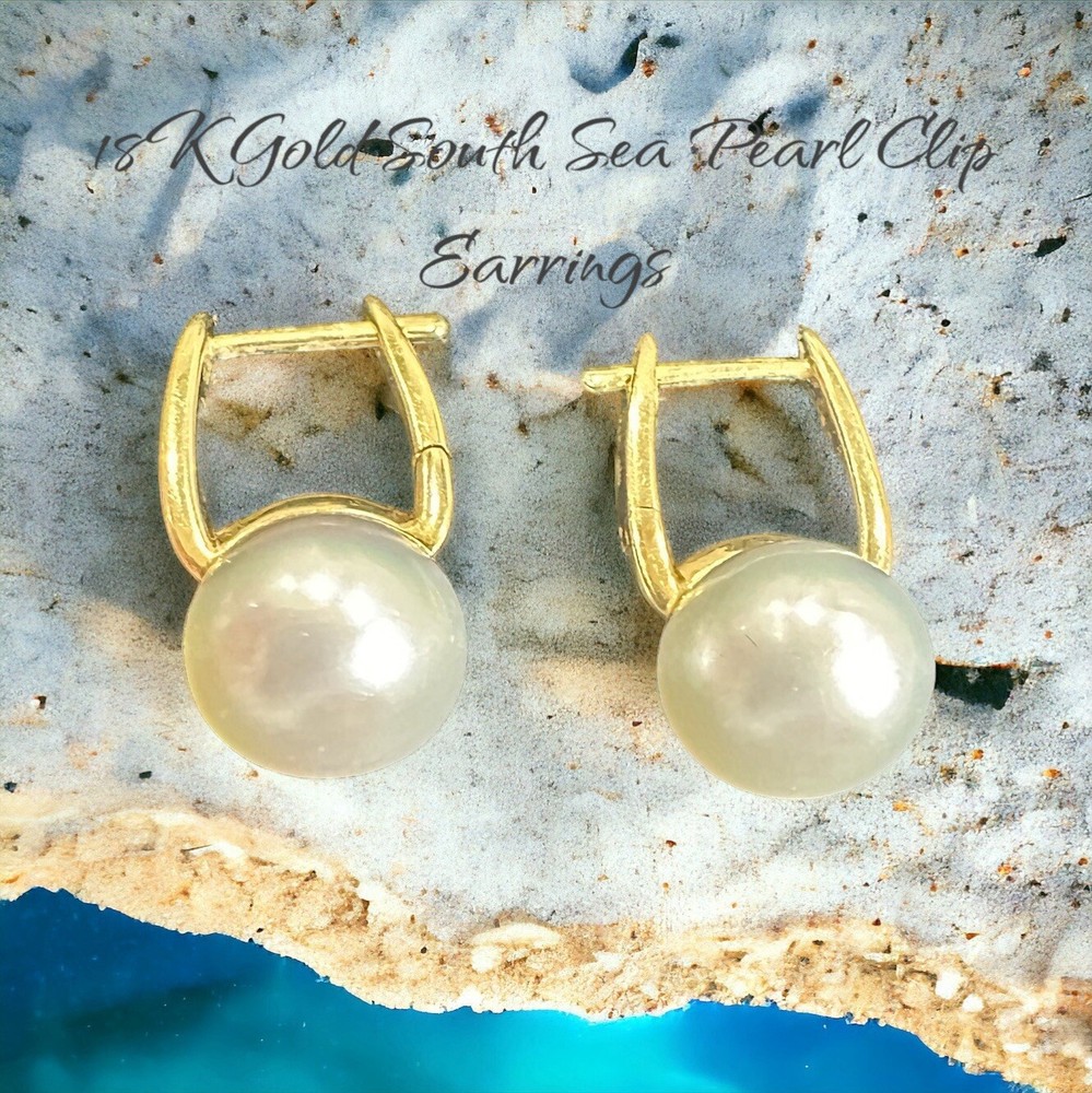 18K Yellow Gold South Sea Pearl Clip Earrings