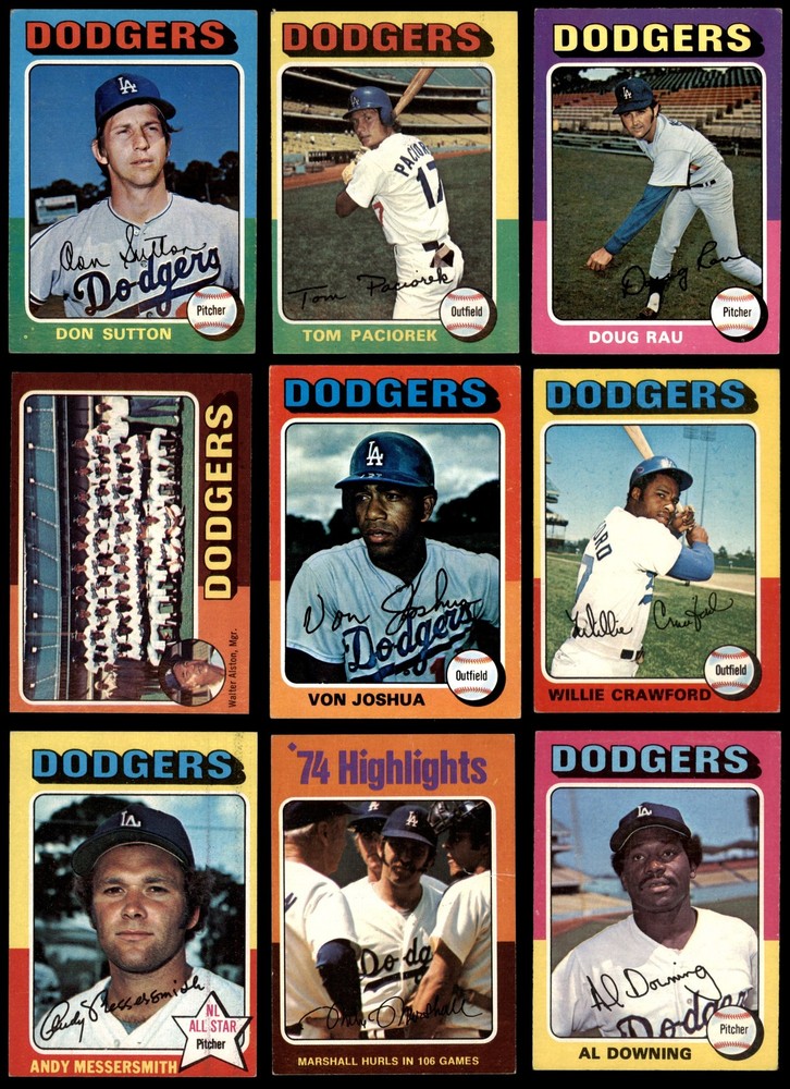 1975 Topps Dodgers Team Set 25/44 Cards EX+ 5.5 Condition 6902023