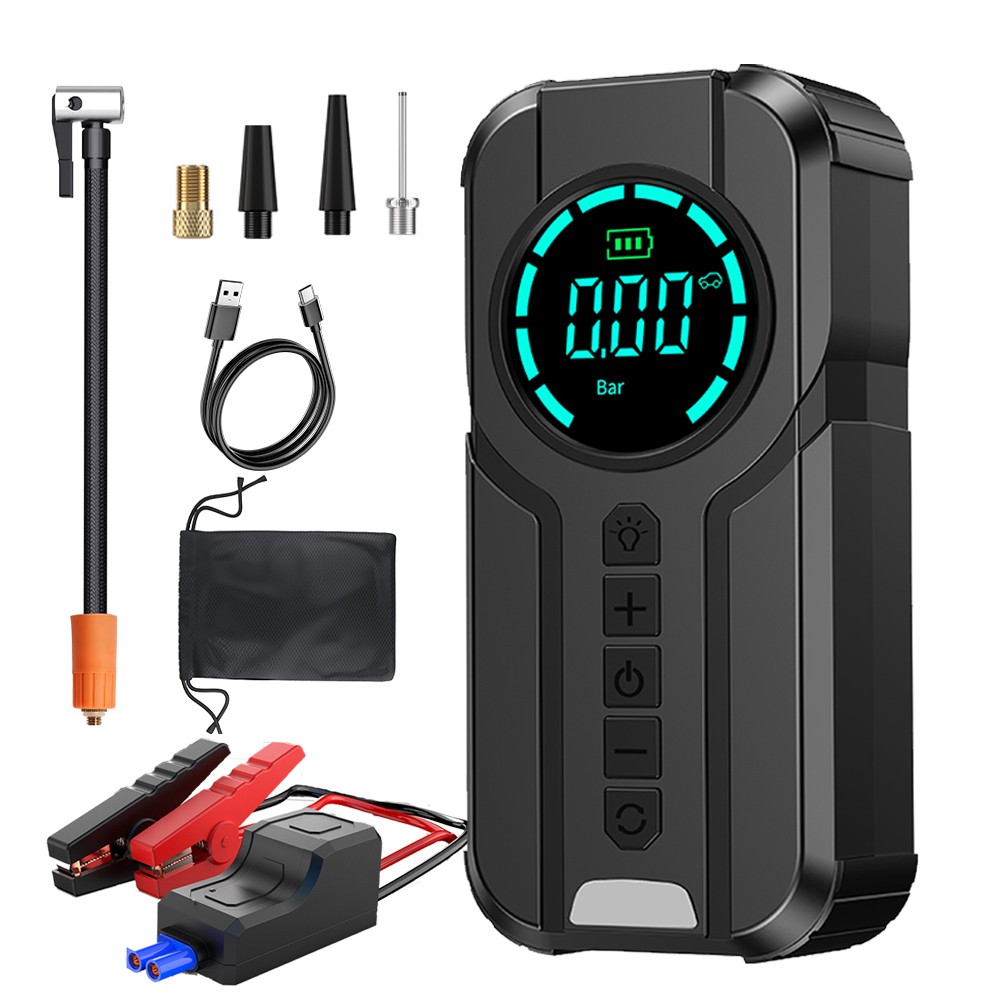 Portable 99800mAh Car Jump Starter Booster Jumper Box Power Bank Air Compressor