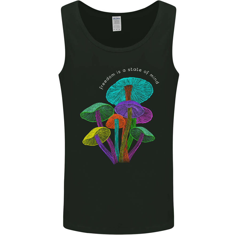 Freedom Is a State of Mind Magic Mushrooms Mens Vest Tank Top