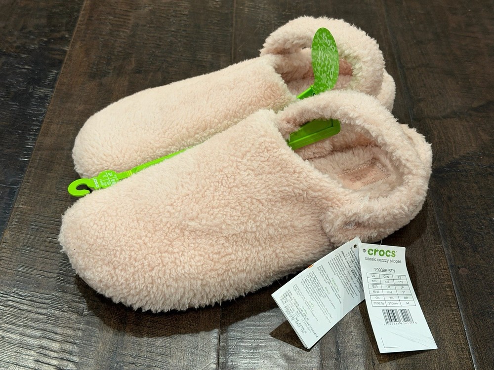 Crocs Classic Cozzzy Slippers Sherpa Comfort Warm Solid Pink Size 13M