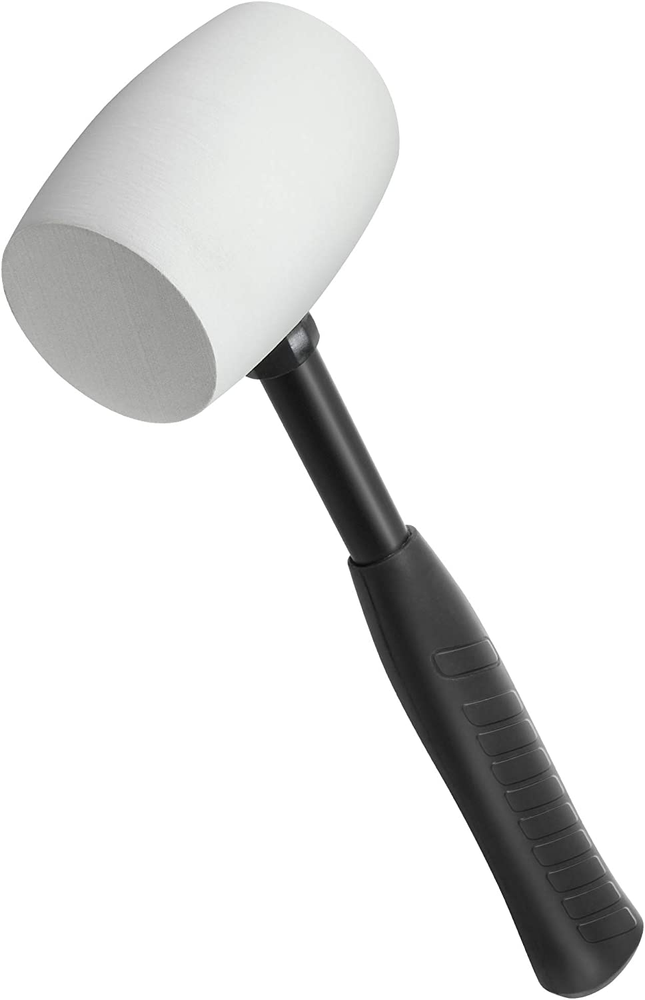 16-Ounce White Rubber Mallet with Non-Slip Steel Handle - Durable Hand Tool 648336