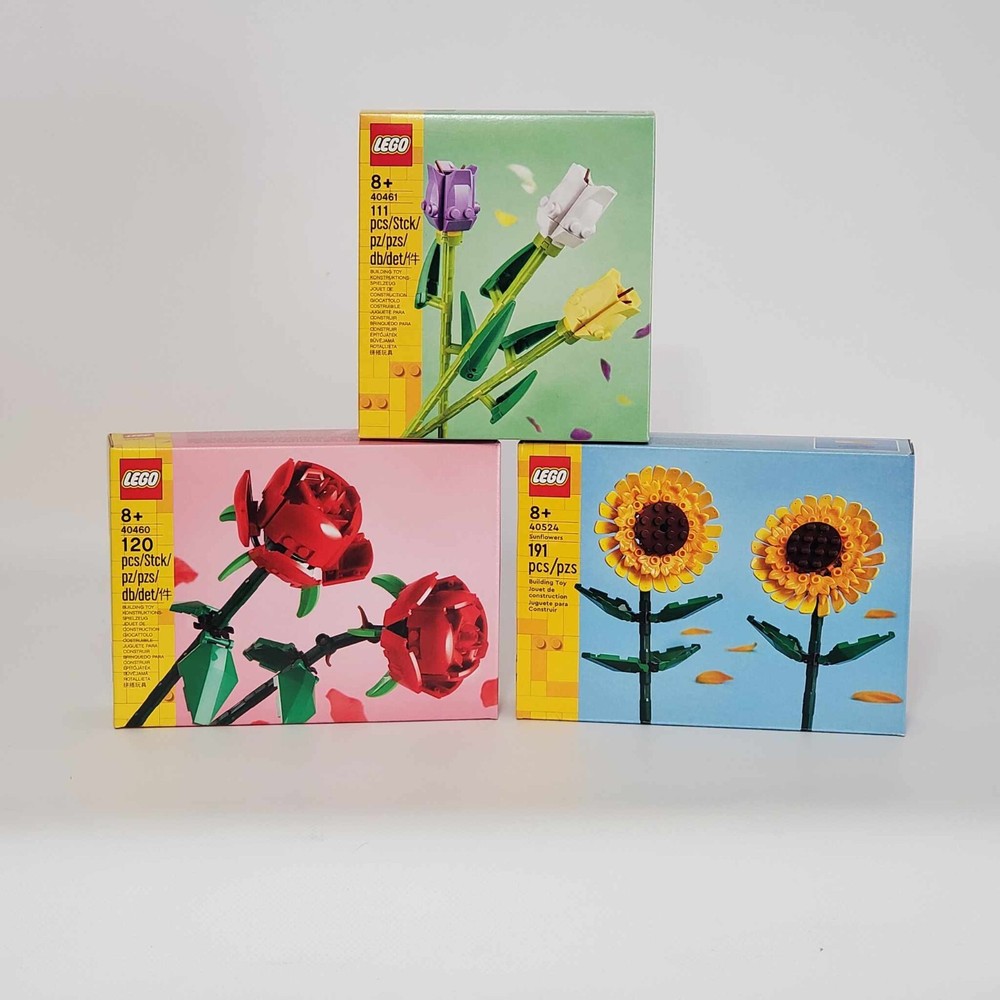 LEGO Botanical Set Tulips Sunflowers Roses New Sealed 405240 404610 40460