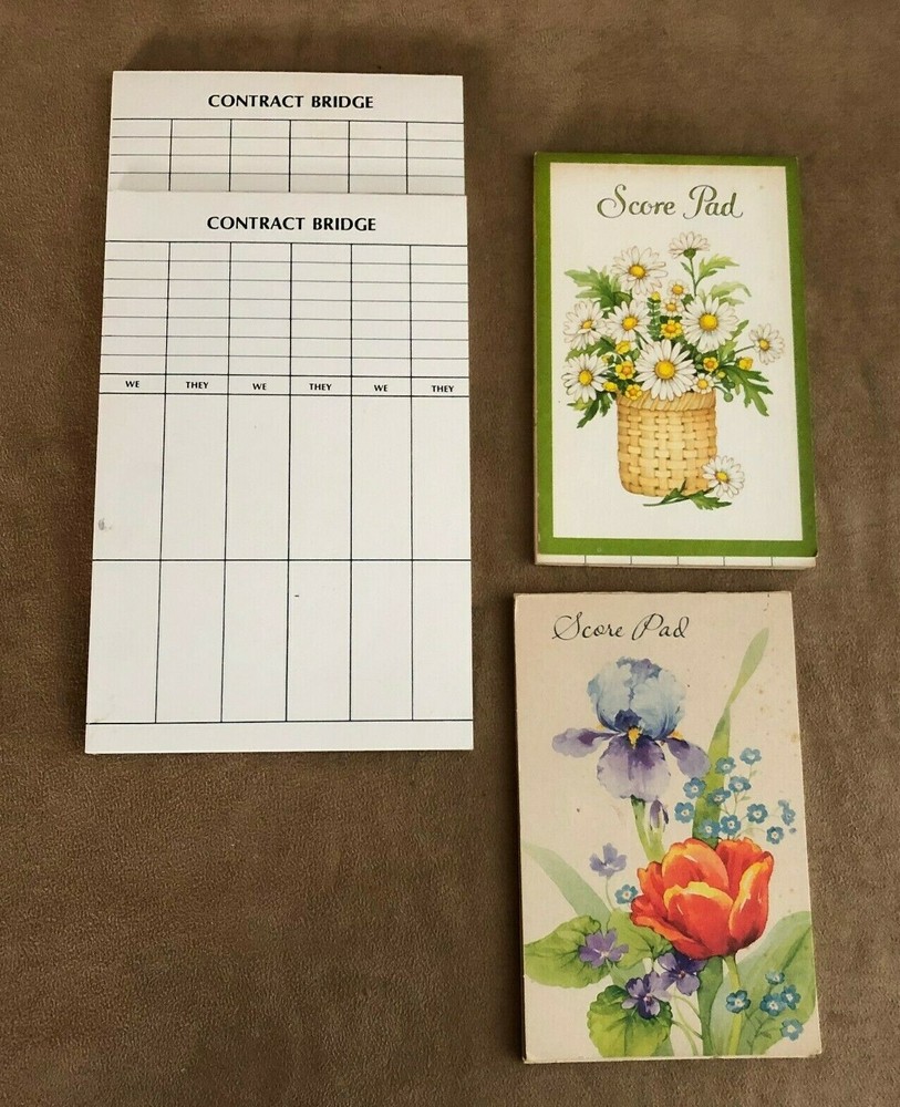 Bridge Scoring pads vintage Playing Cards mid century floral lot