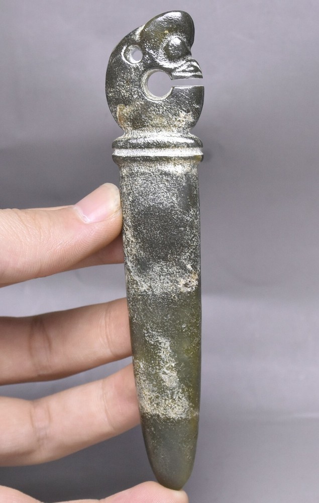 12.5cm Hongshan Culture Hetian Jade Pig Dragon Hook Amulet Pendant