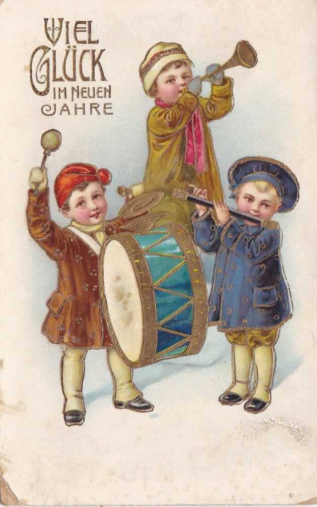 Good luck in the new year postcard greeting card 1913-image