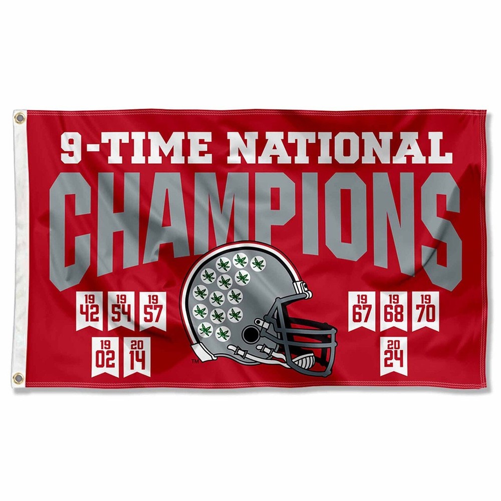 2024 Ohio State Buckeyes 9-Time National Champions Red Flag 3x5 FT Banner