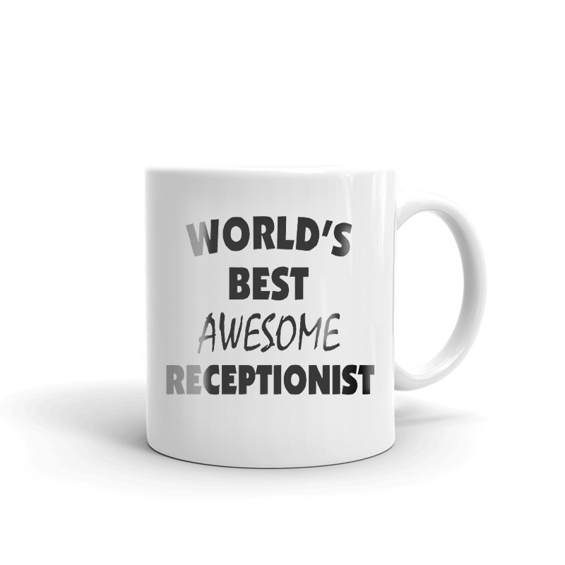 World's Best Awesome Receptionist Coffee Tea Ceramic Mug Office Work Cup Gift