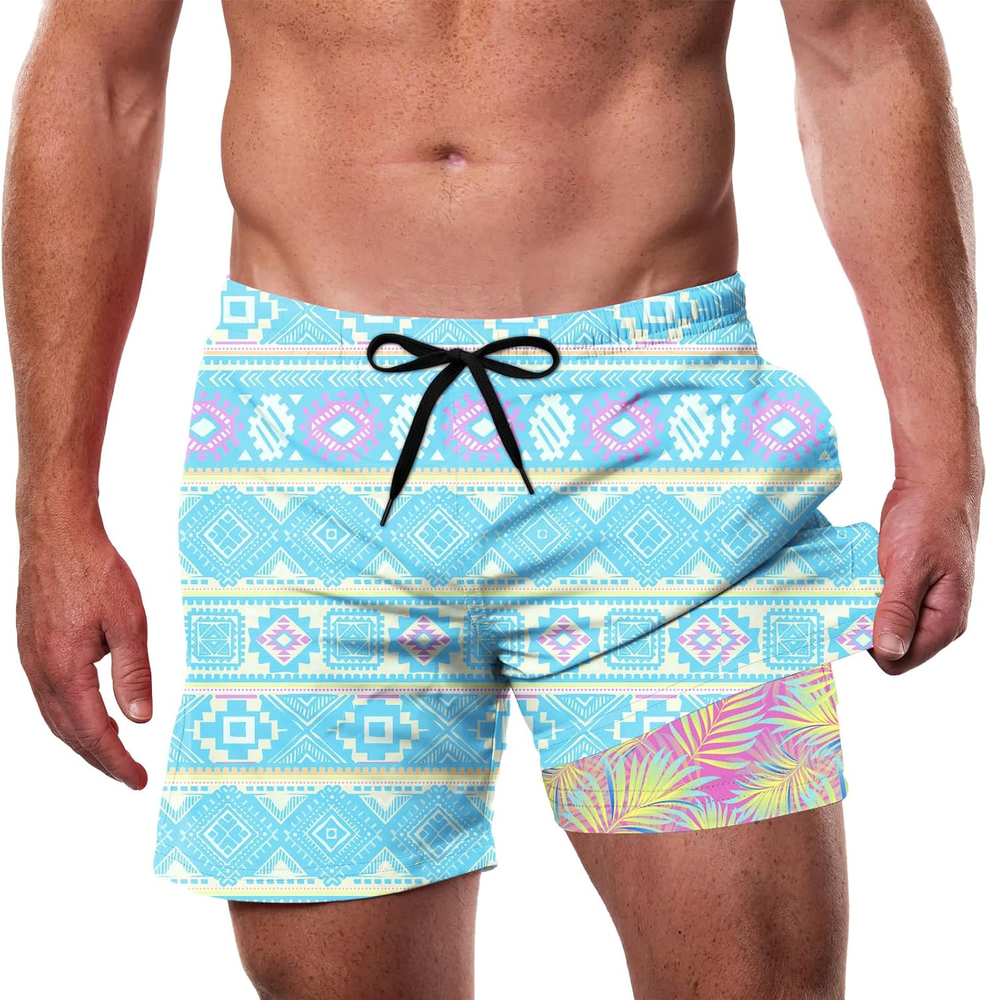 Men'S Swim Trunks with Compression Liner 5.5