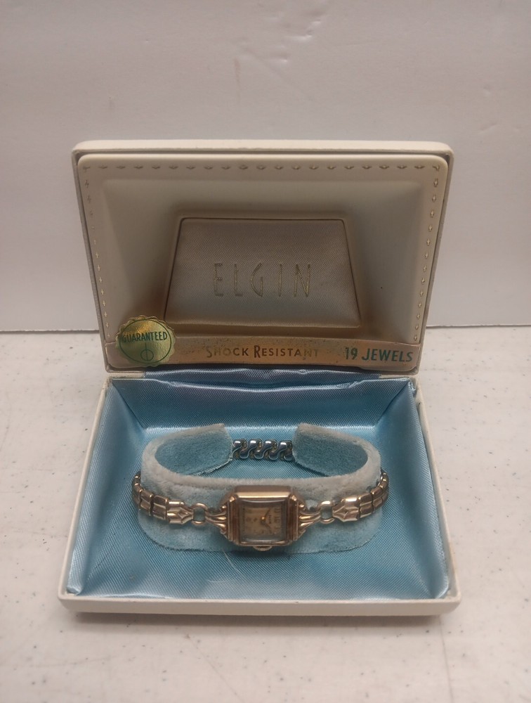 Vintage Elgin women's wristwatch with classic retro design  
