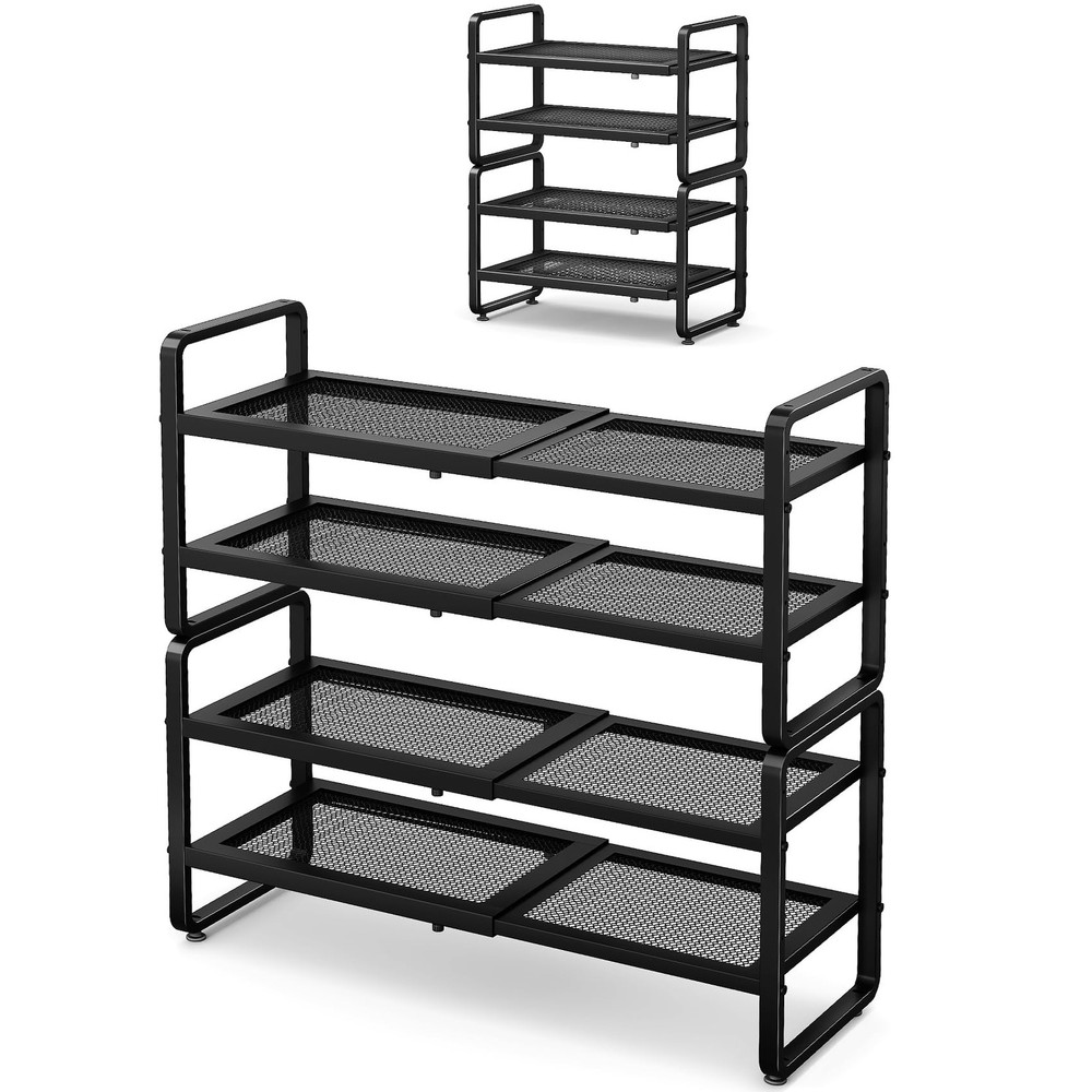 Expandable Adjustable Metal Shoe Rack Organizer for Closet Storage