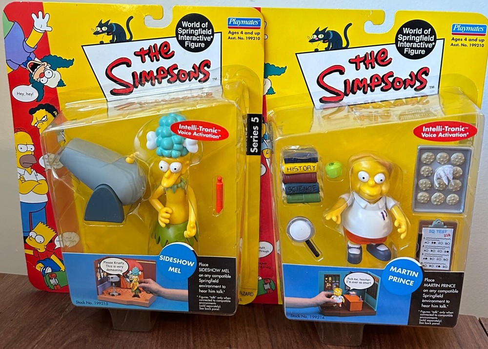 Lote de 5 figuras Playmates Toys Los Simpson Martin Prince & Sideshow Mel Series nuevas