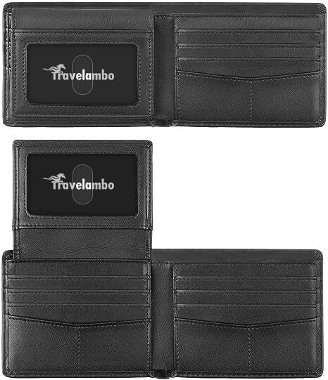 Genuine Leather RFID Blocking Wallets Mens 2 ID Window Napa Black Updated