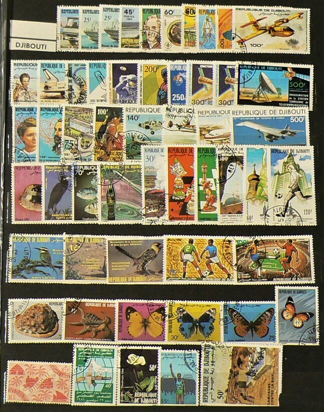 Djibouti Africa Lot of 84 Cancelled Stamps Hinged #10740q