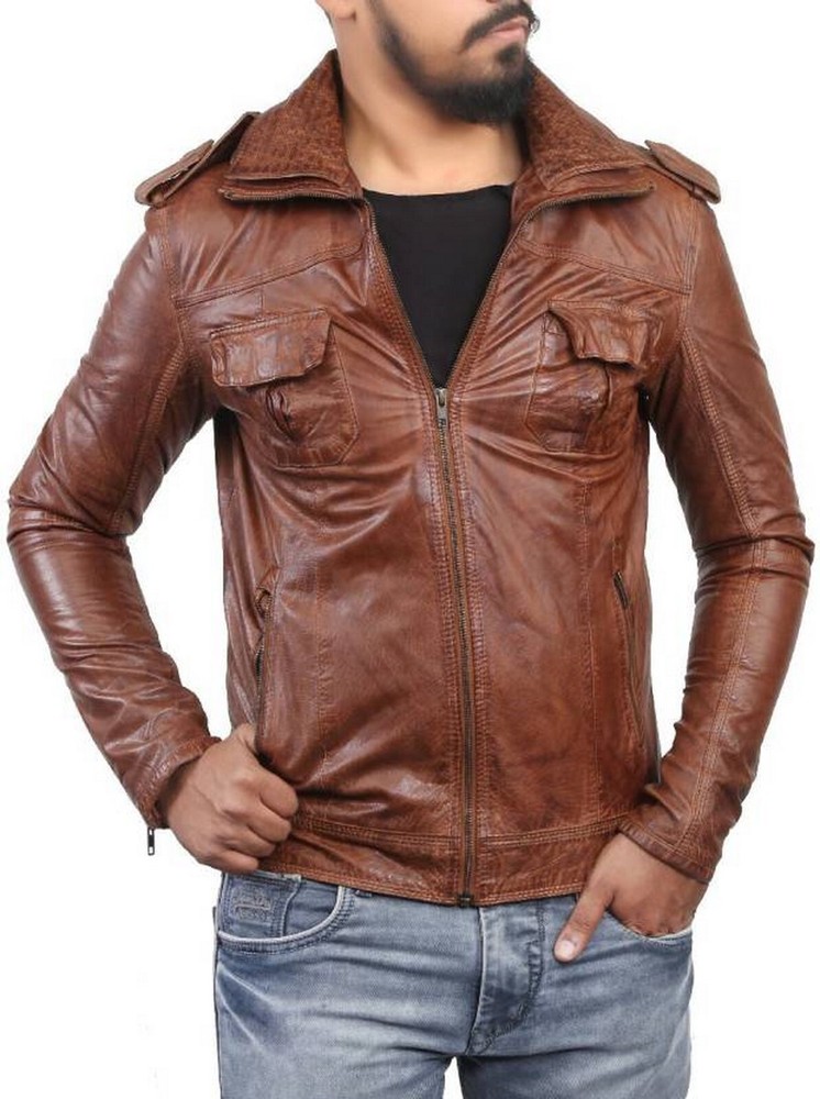 Men's Casual Leather Motorcycle Biker Jacket Coat Soft Classic Biker Style Fit