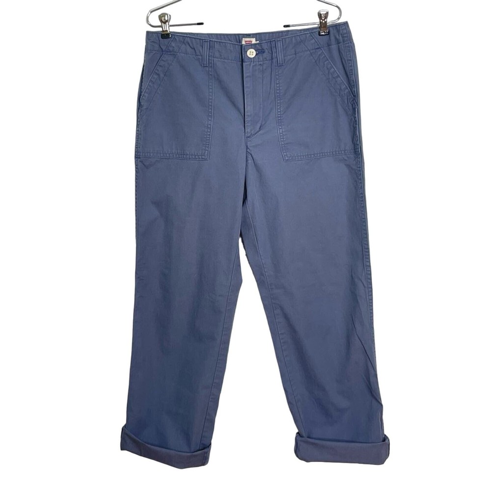 Levi’s Women’s Slate Blue Straight Leg Cuffed Cotton Chino Utility Pants sz 30