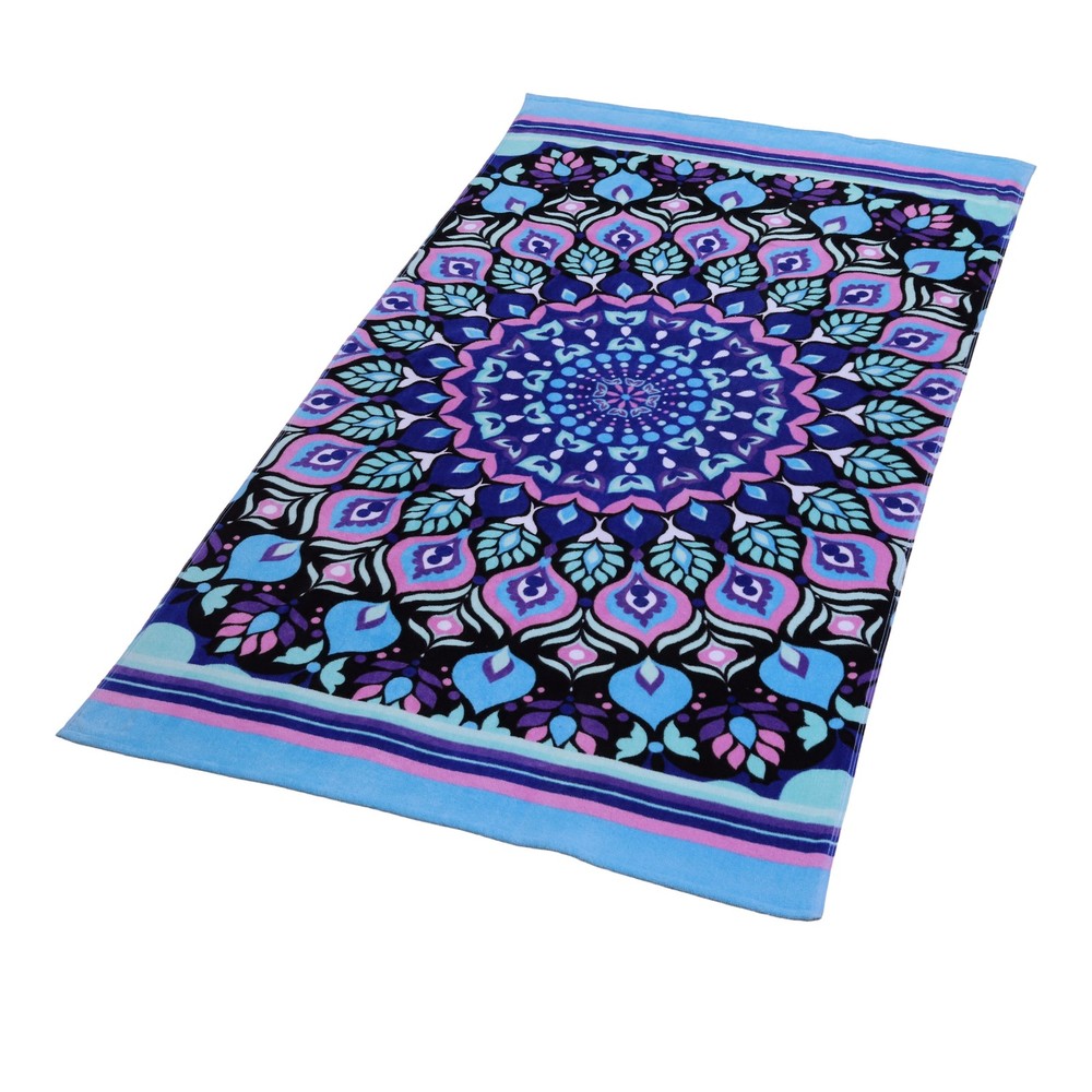 Mainstays Beach Towel, Blue Medallion Print 64